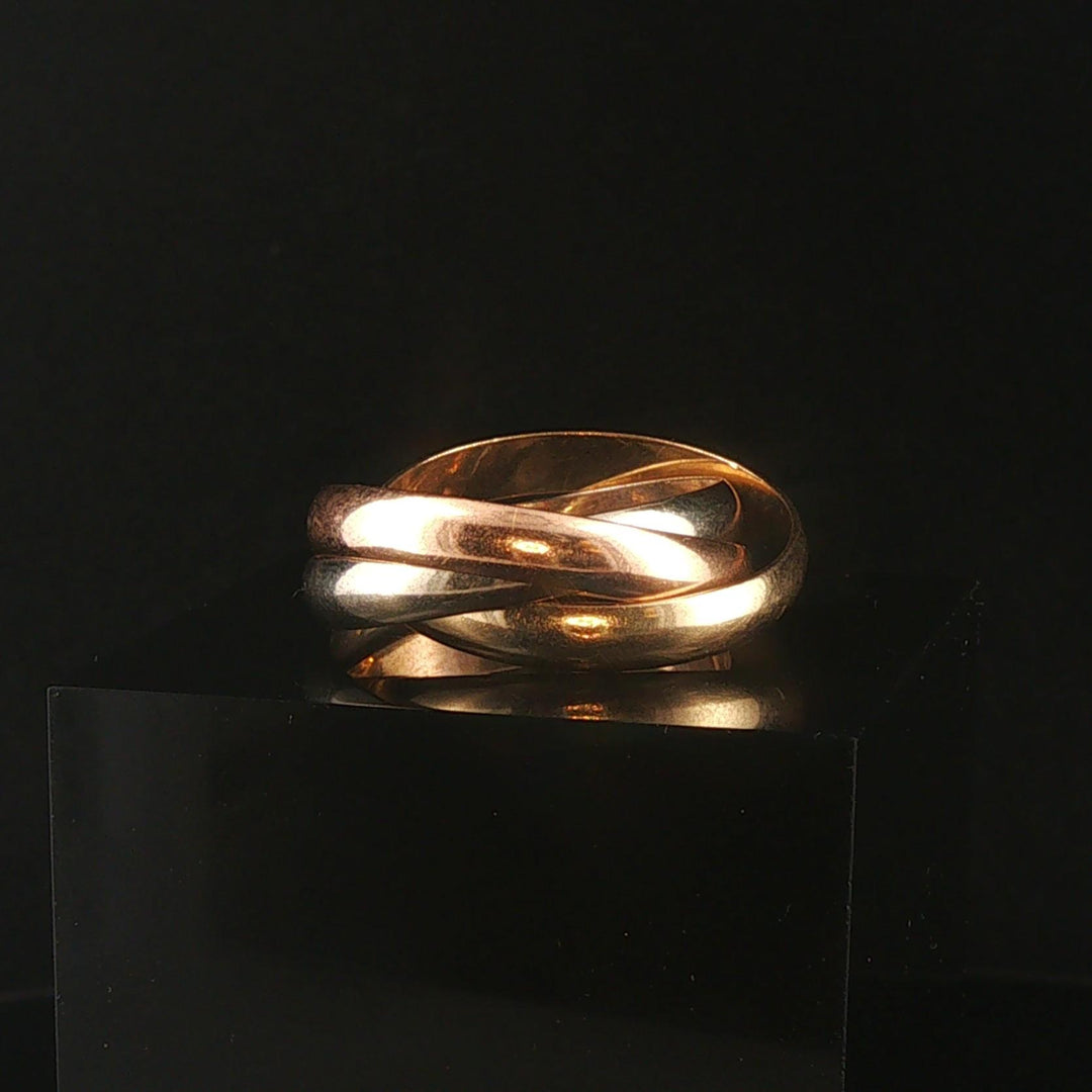 14k Yellow White and Rose Gold Vintage Rolling Band Ring Italy Size 10