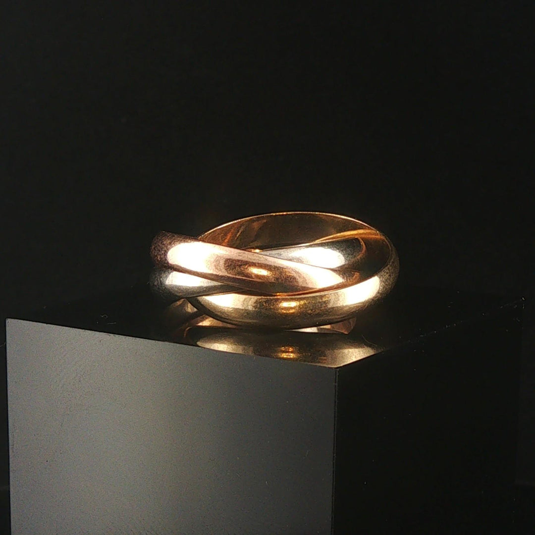14k Yellow White and Rose Gold Vintage Rolling Band Ring Italy Size 10