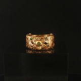 14k Yellow Gold Emerald and Diamond Vintage Band Ring Size 4.75