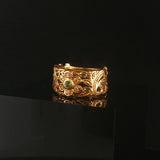 14k Yellow Gold Emerald and Diamond Vintage Band Ring Size 4.75
