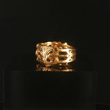 14k Yellow Gold Emerald and Diamond Vintage Band Ring Size 4.75