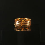 14k Yellow Gold Emerald and Diamond Vintage Band Ring Size 4.75