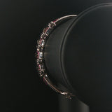 14k White Gold Pink Sapphire and Black Diamond Solid Bangle Bracelet 7"