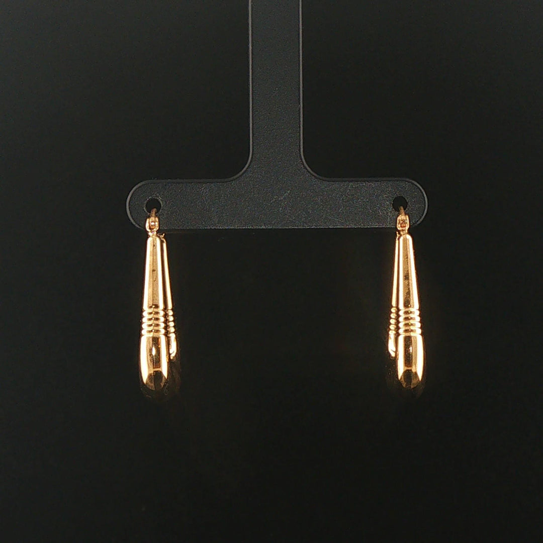 18k Yellow Gold 3g Squared Ribbed Hoop Earrings 1"