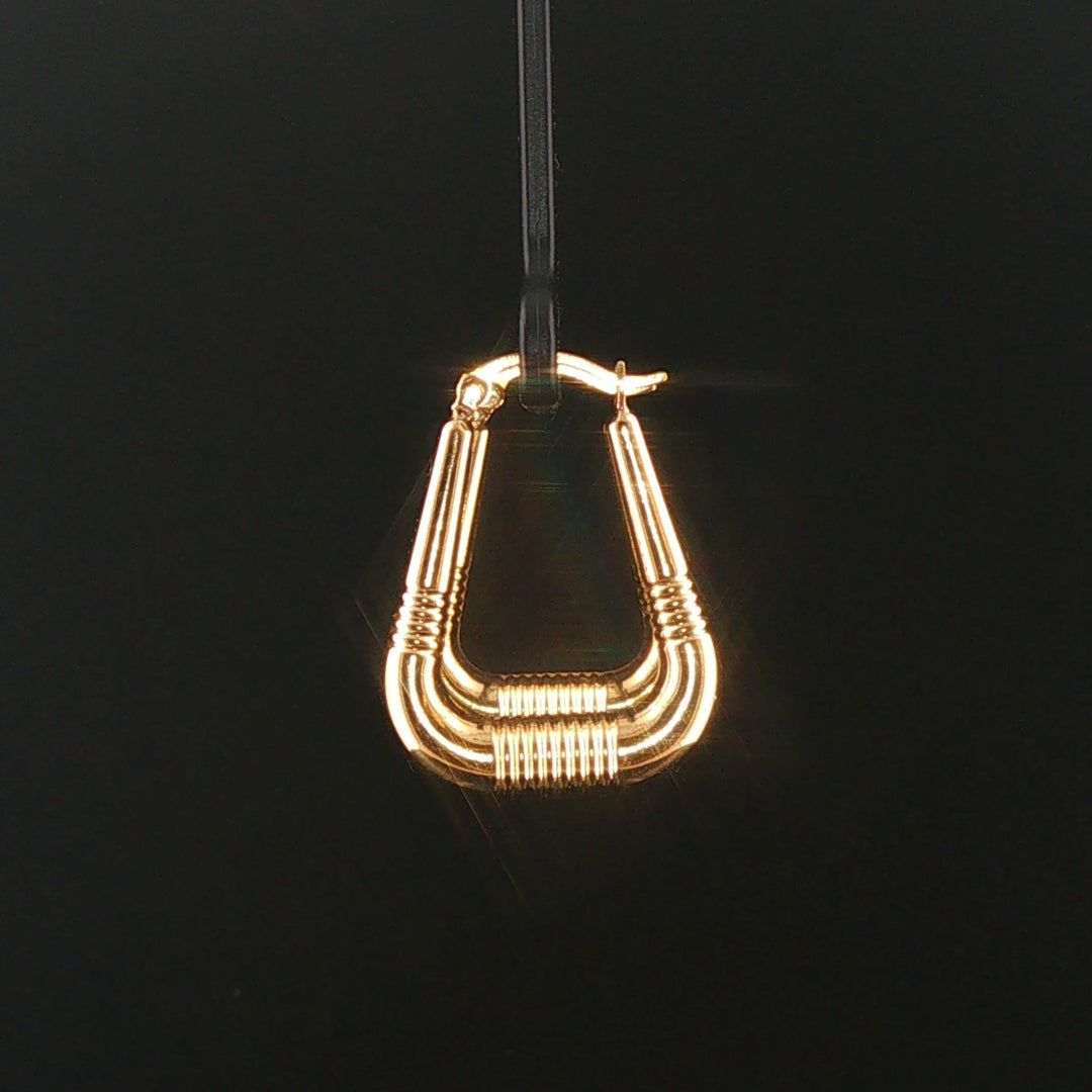 18k Yellow Gold 3g Squared Ribbed Hoop Earrings 1"