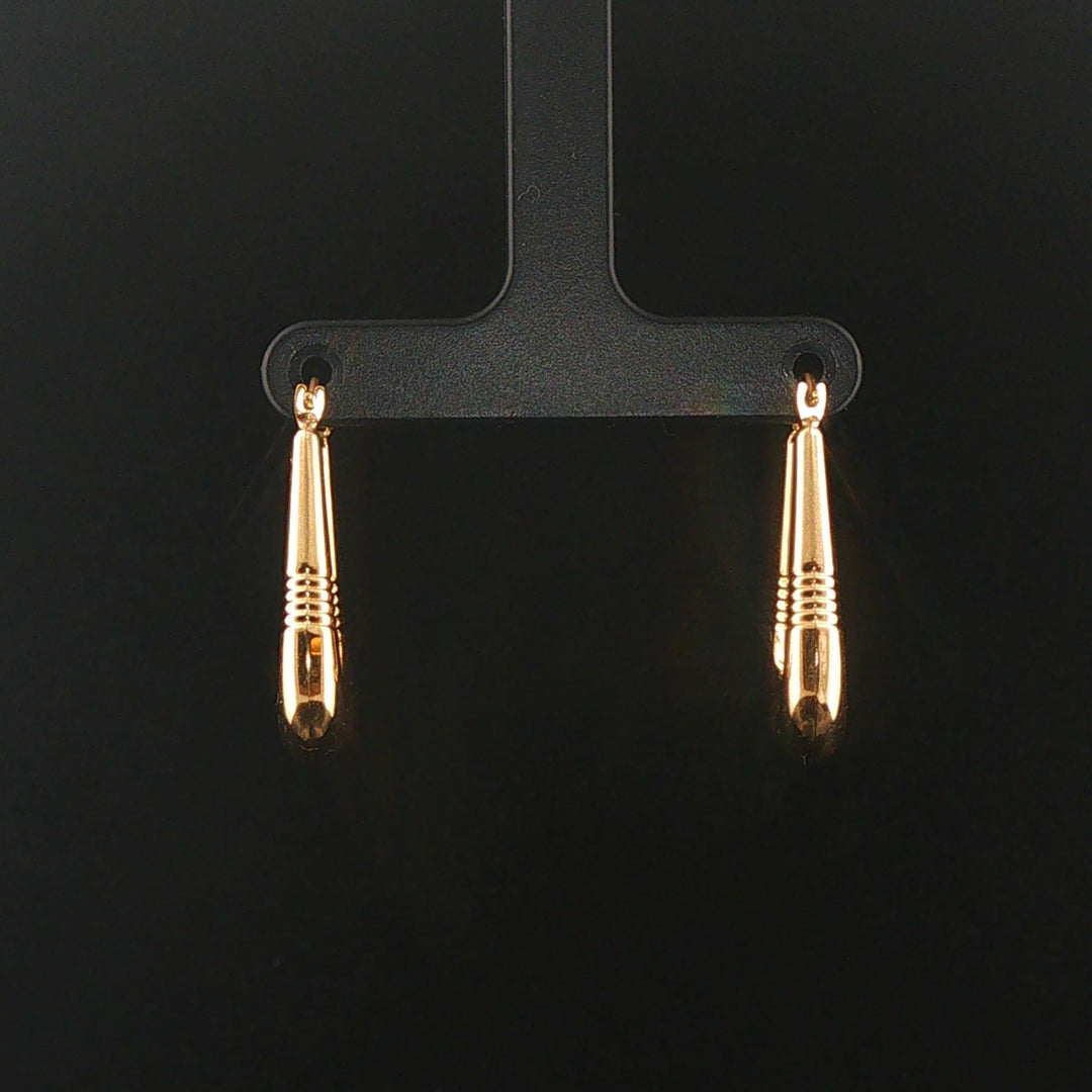 18k Yellow Gold 3g Squared Ribbed Hoop Earrings 1"
