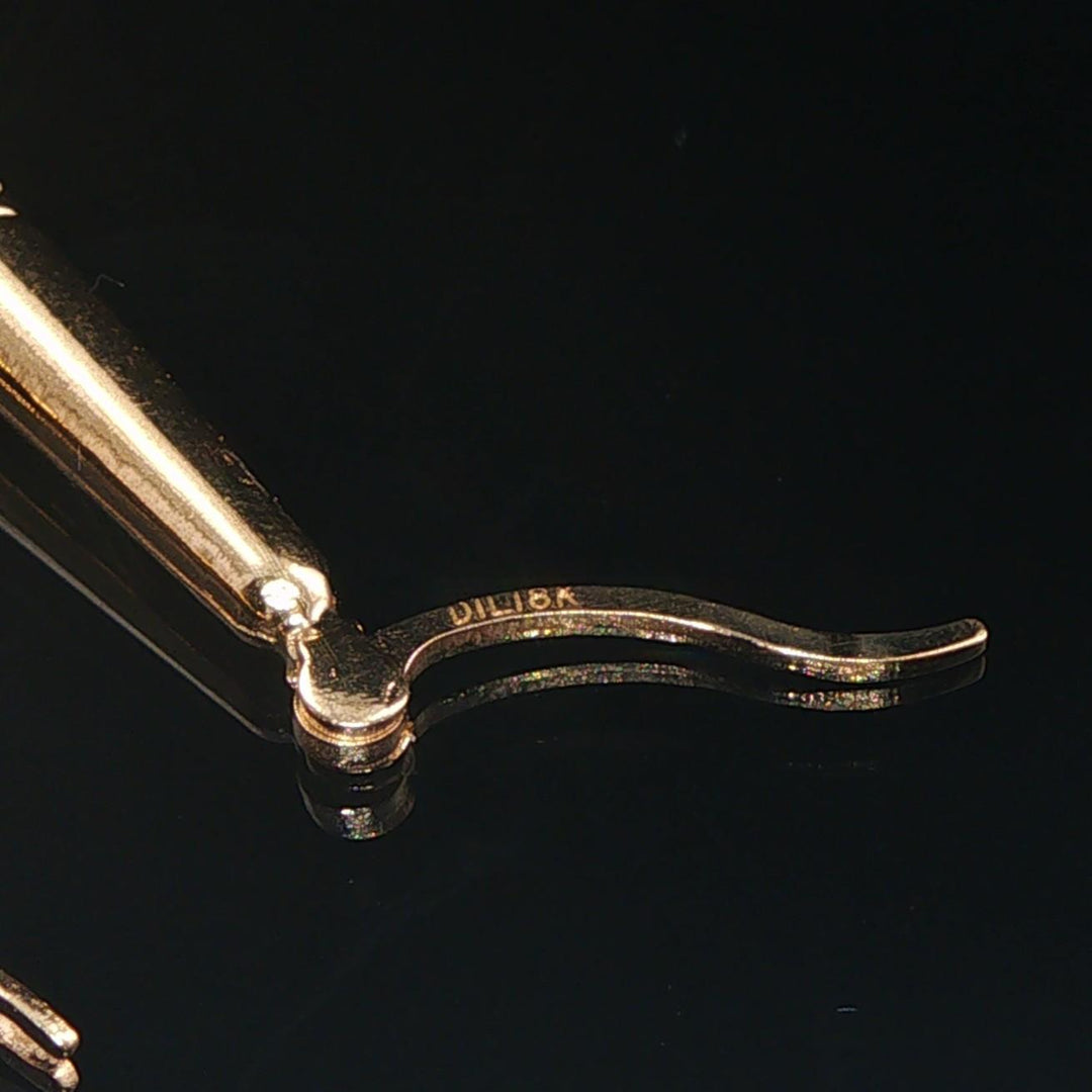 18k Yellow Gold 3g Squared Ribbed Hoop Earrings 1"