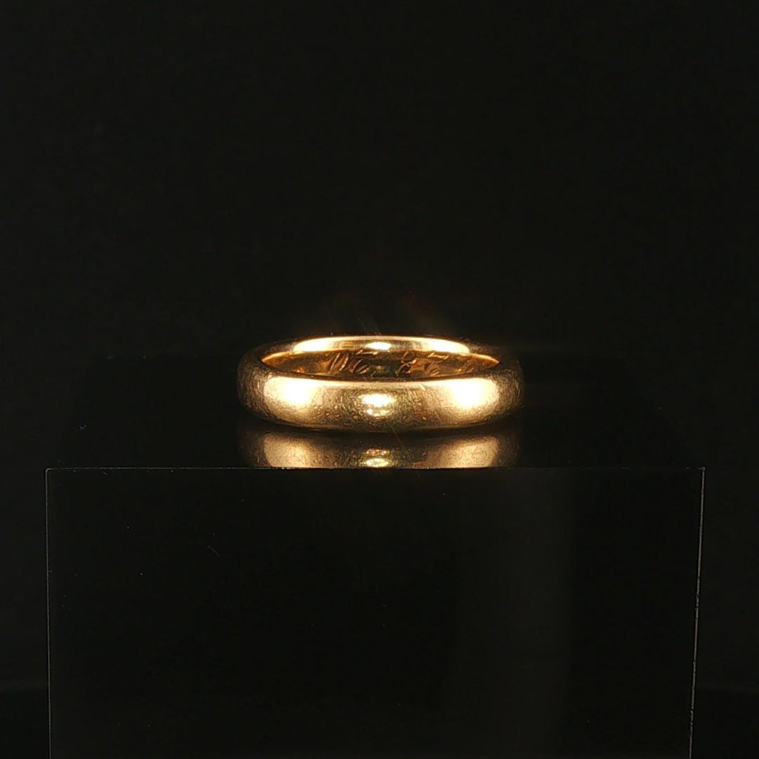 Antique 18k Yellow Gold 5.2g Solid Polished 3.5mm Ladies Band Ring Size 5.5