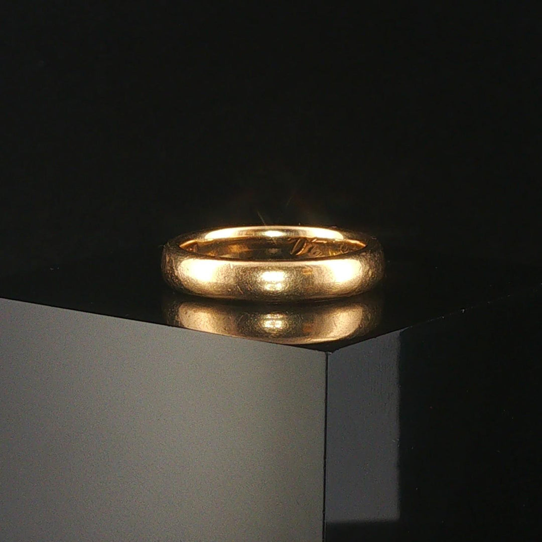 Antique 18k Yellow Gold 5.2g Solid Polished 3.5mm Ladies Band Ring Size 5.5