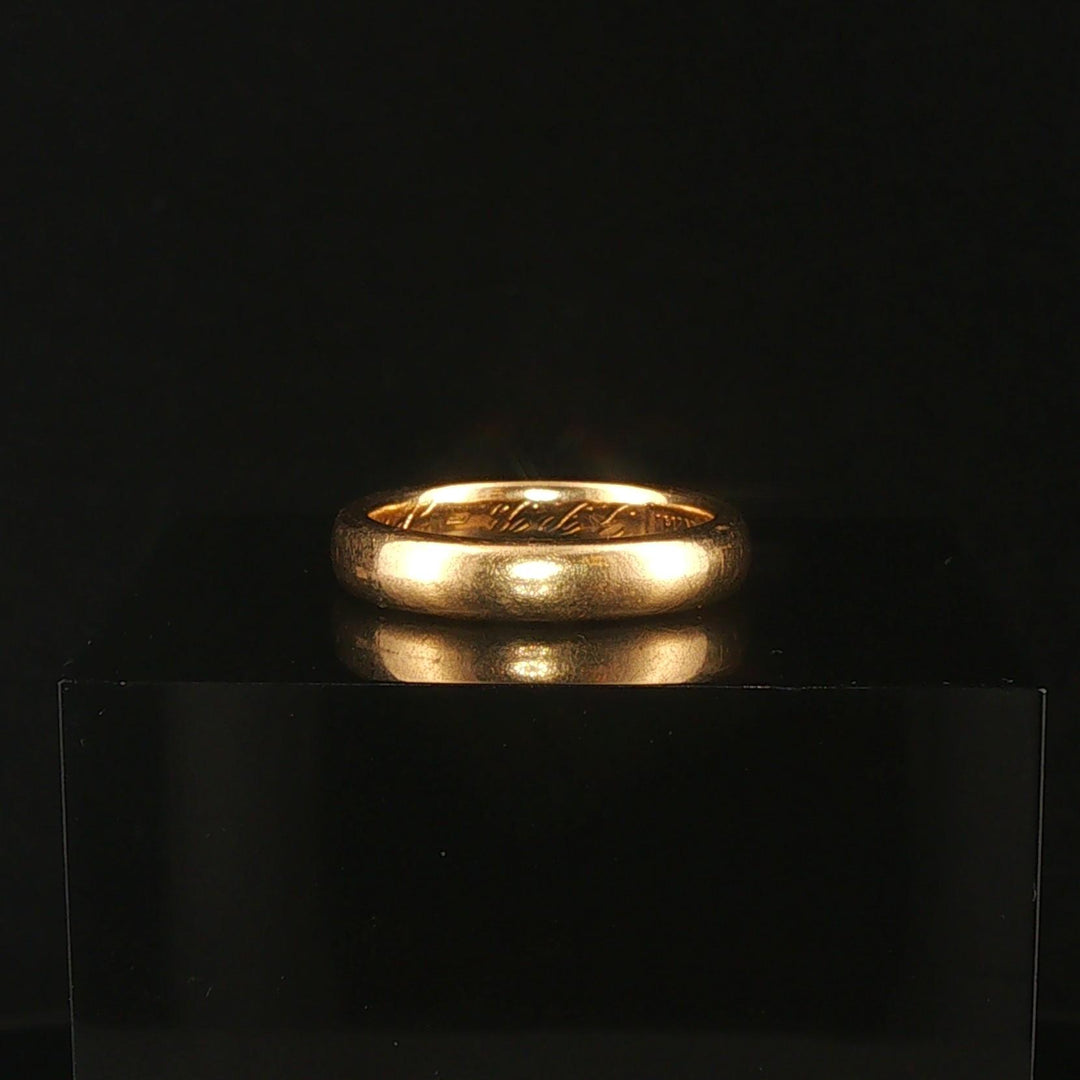 Antique 18k Yellow Gold 5.2g Solid Polished 3.5mm Ladies Band Ring Size 5.5