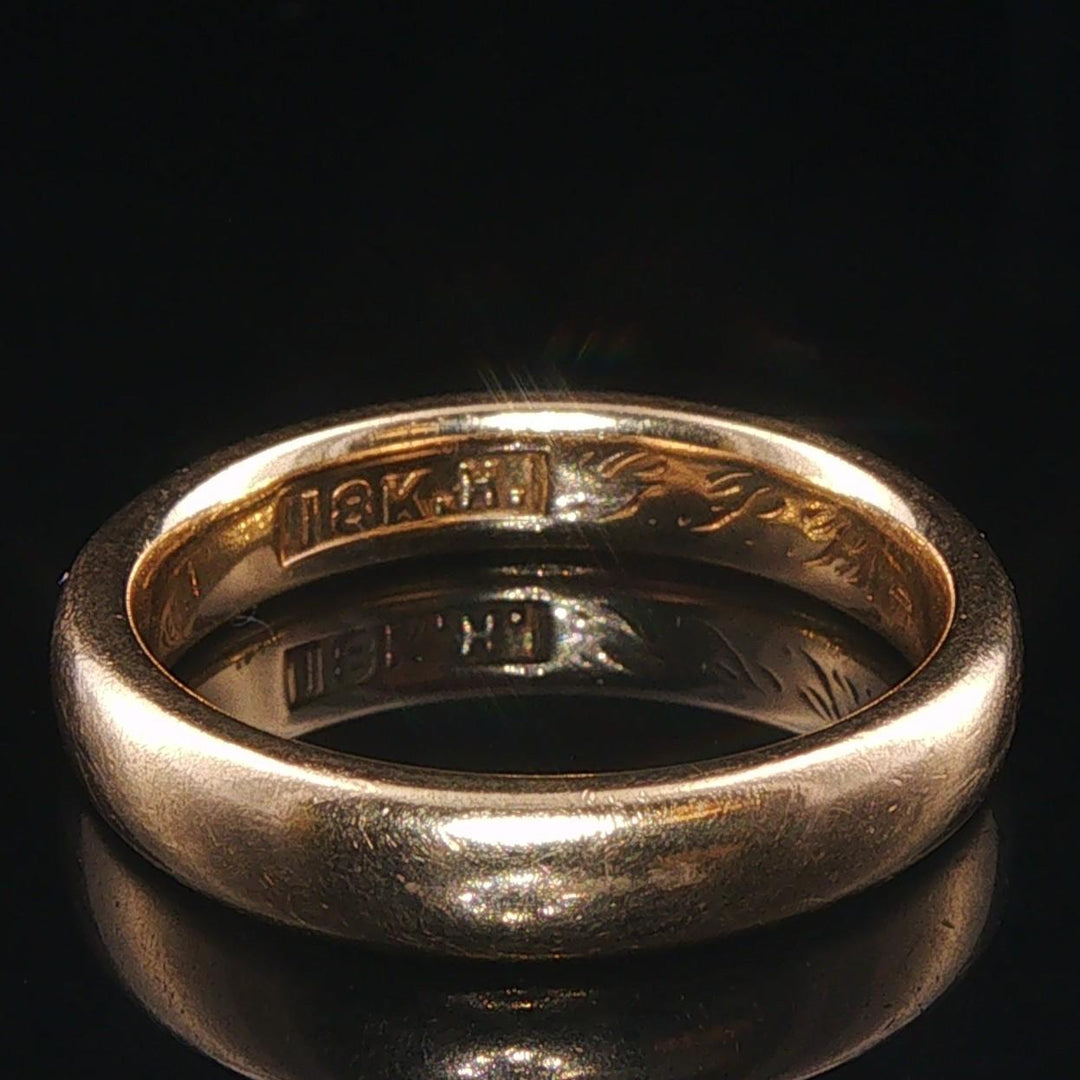 Antique 18k Yellow Gold 5.2g Solid Polished 3.5mm Ladies Band Ring Size 5.5