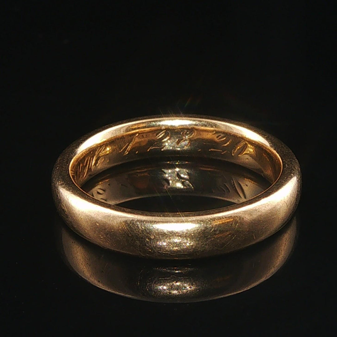 Antique 18k Yellow Gold 5.2g Solid Polished 3.5mm Ladies Band Ring Size 5.5