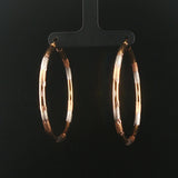 14k Yellow White and Rose Gold 4.2g Large Diamond Cut Hoop Earrings 2"