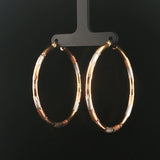 14k Yellow White and Rose Gold 4.2g Large Diamond Cut Hoop Earrings 2"