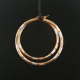 14k Yellow White and Rose Gold 4.2g Large Diamond Cut Hoop Earrings 2"