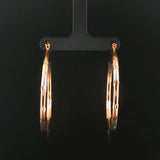14k Yellow White and Rose Gold 4.2g Large Diamond Cut Hoop Earrings 2"