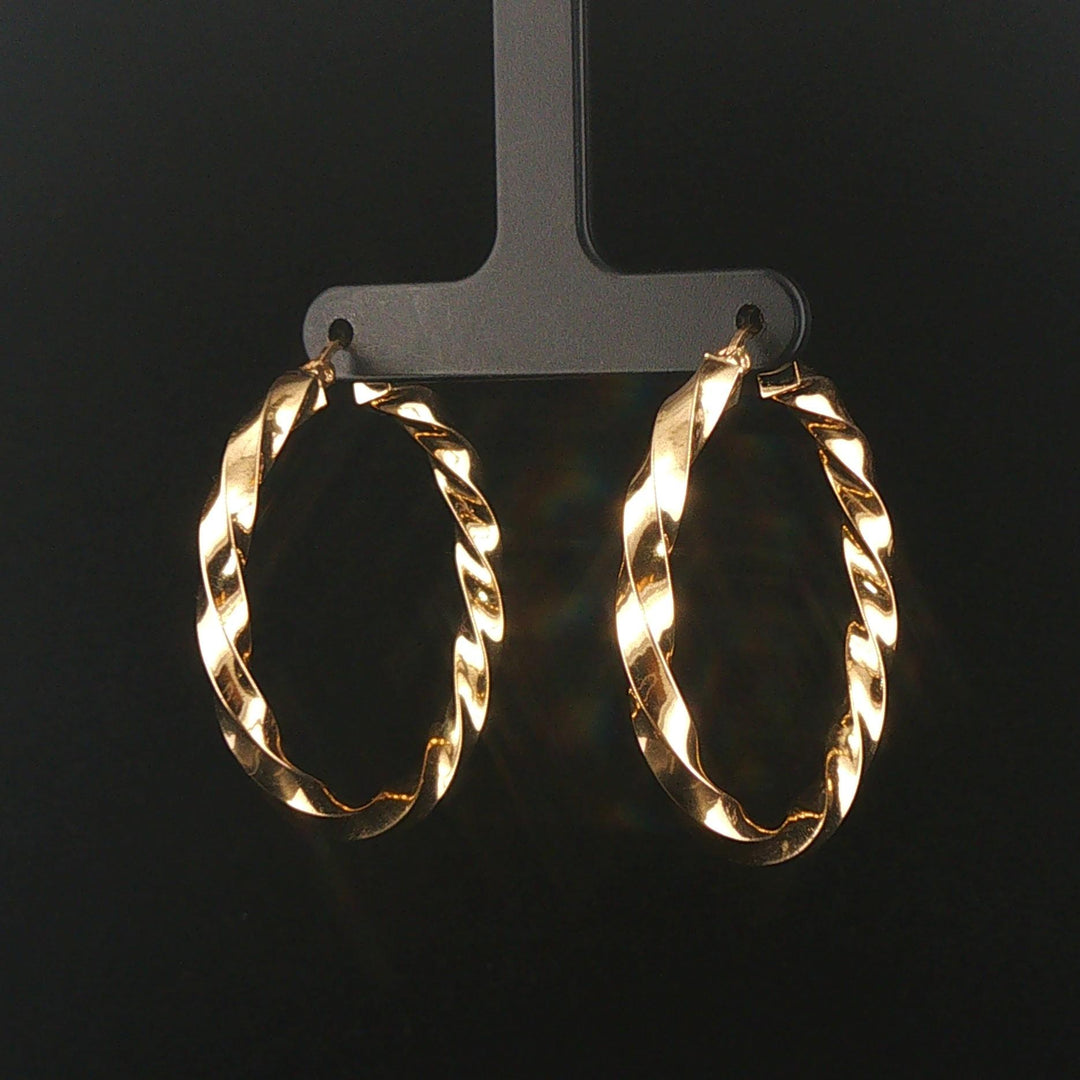 14k Yellow Gold 4.9g Twisted Spiral Hoop Earrings 1.5"