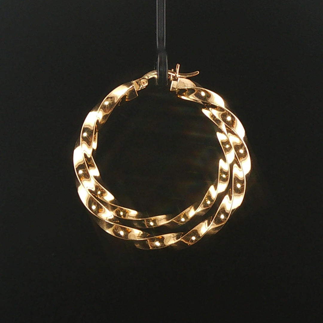 14k Yellow Gold 4.9g Twisted Spiral Hoop Earrings 1.5"