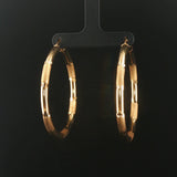 14k Yellow Gold 6.2g Large Diamond Cut Hoop Earrings 2"