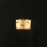 14k Yellow Gold 8g Solid Satin Finish Diamond Cut Starburst Band Ring Size 6.5