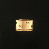 14k Yellow Gold 8g Solid Satin Finish Diamond Cut Starburst Band Ring Size 6.5