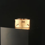14k Yellow Gold 8g Solid Satin Finish Diamond Cut Starburst Band Ring Size 6.5