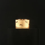 14k Yellow Gold 8g Solid Satin Finish Diamond Cut Starburst Band Ring Size 6.5