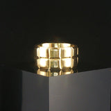 18k Yellow Gold 16.4g Solid Heavy 11mm Square Design Band Ring Size 9