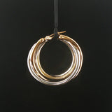 14k Yellow and White Gold 6.6g Polished Crossover Hoop Earrings 1.5"