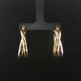 14k Yellow and White Gold 6.6g Polished Crossover Hoop Earrings 1.5"