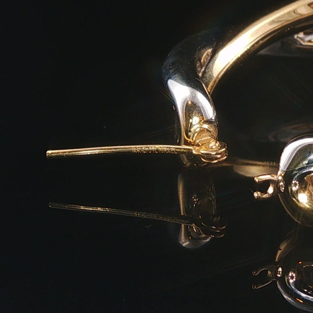 14k Yellow and White Gold 6.6g Polished Crossover Hoop Earrings 1.5"
