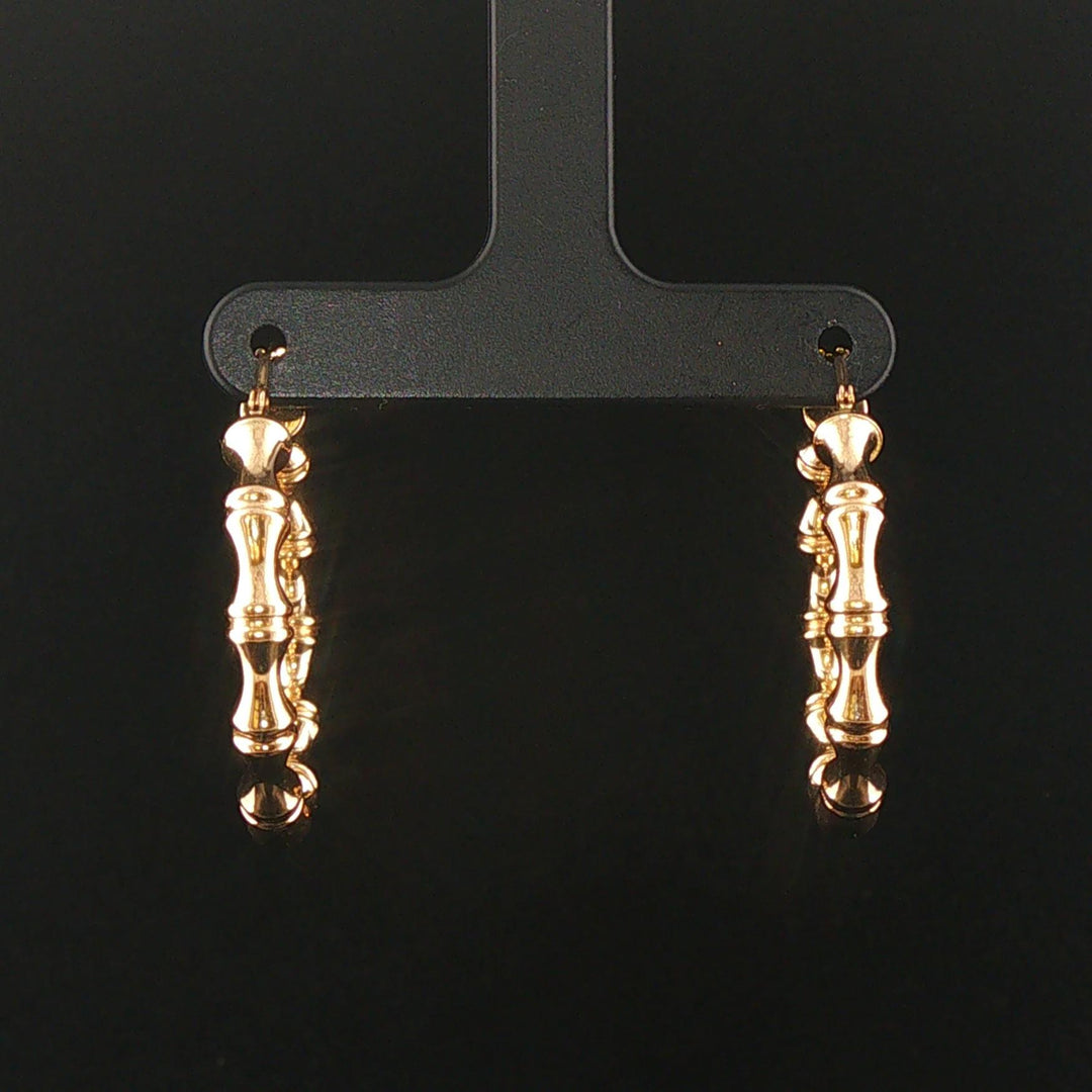 14k Yellow Gold 2.3g Polished Fancy Hoop Earrings 1.25"