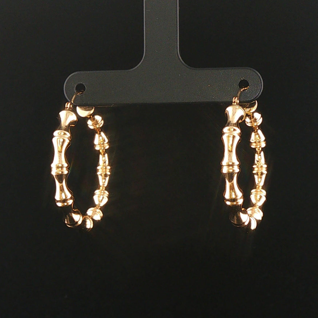 14k Yellow Gold 2.3g Polished Fancy Hoop Earrings 1.25"