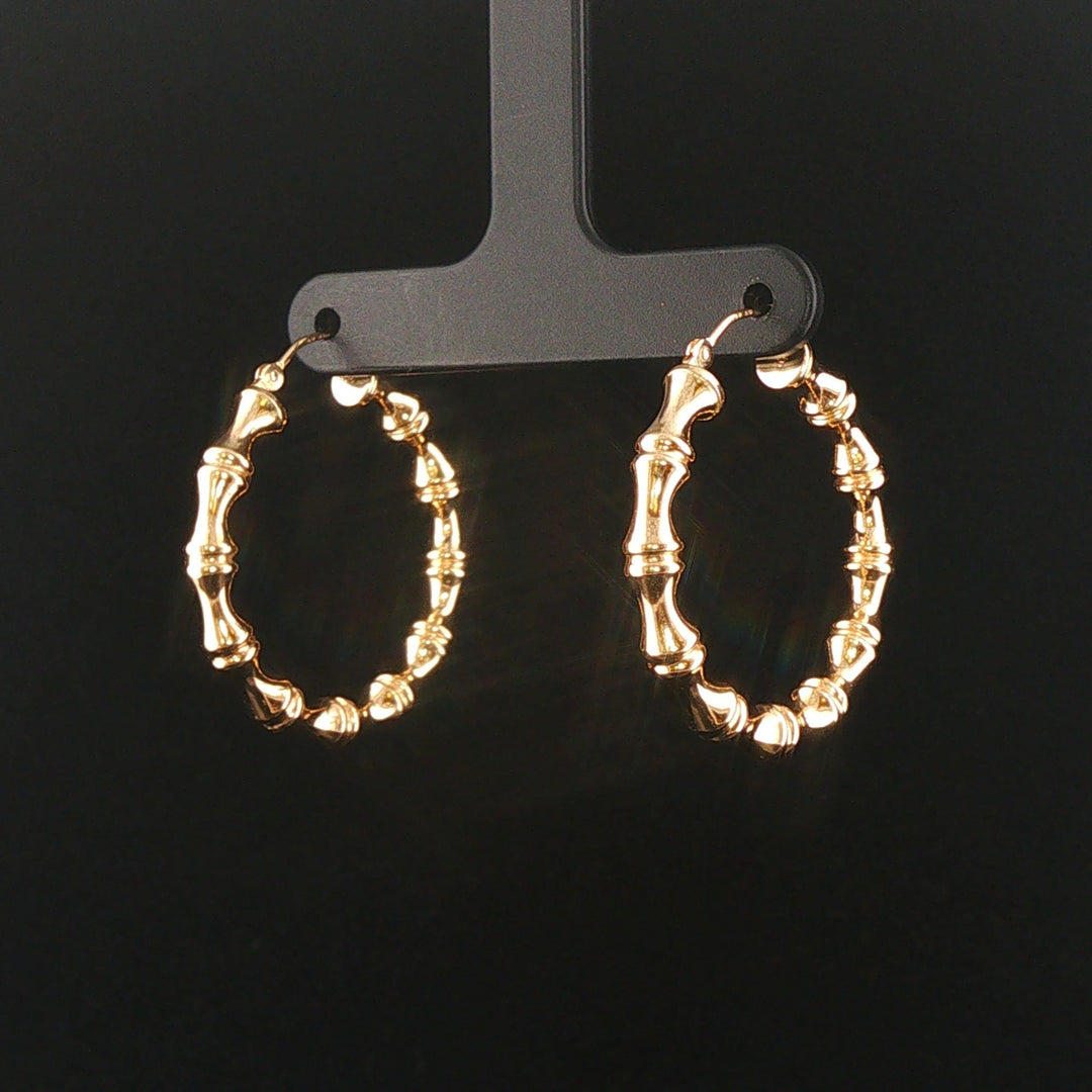 14k Yellow Gold 2.3g Polished Fancy Hoop Earrings 1.25"