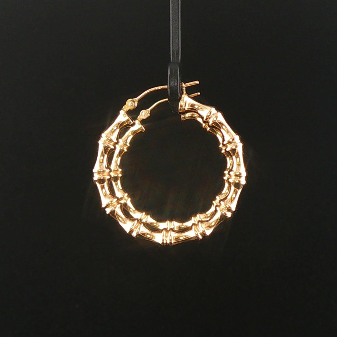 14k Yellow Gold 2.3g Polished Fancy Hoop Earrings 1.25"