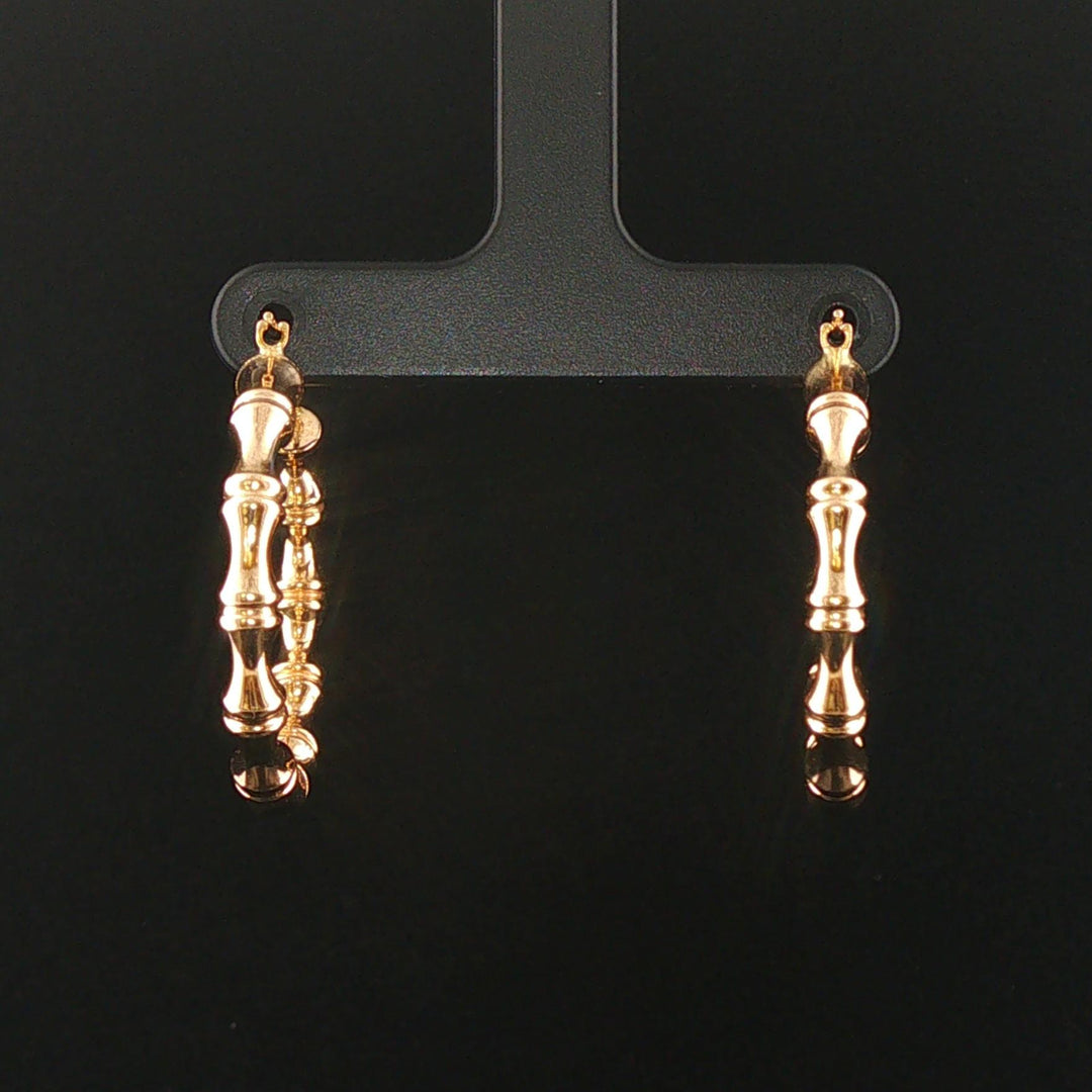 14k Yellow Gold 2.3g Polished Fancy Hoop Earrings 1.25"
