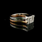 14k White and Rose Gold 5.4g Diamond Greek Key Two Band Ring Size 6.5