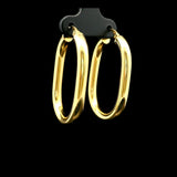 14k Yellow Gold 4.4g Hollow Polished Oval Hoop Earrings Italy 1.5"