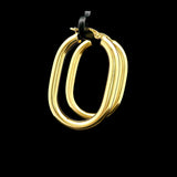 14k Yellow Gold 4.4g Hollow Polished Oval Hoop Earrings Italy 1.5"