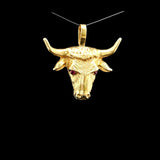 14k Yellow Gold and Ruby Eyes 6g Solid Bull Pendant