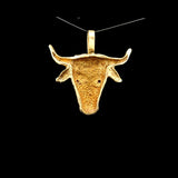14k Yellow Gold and Ruby Eyes 6g Solid Bull Pendant