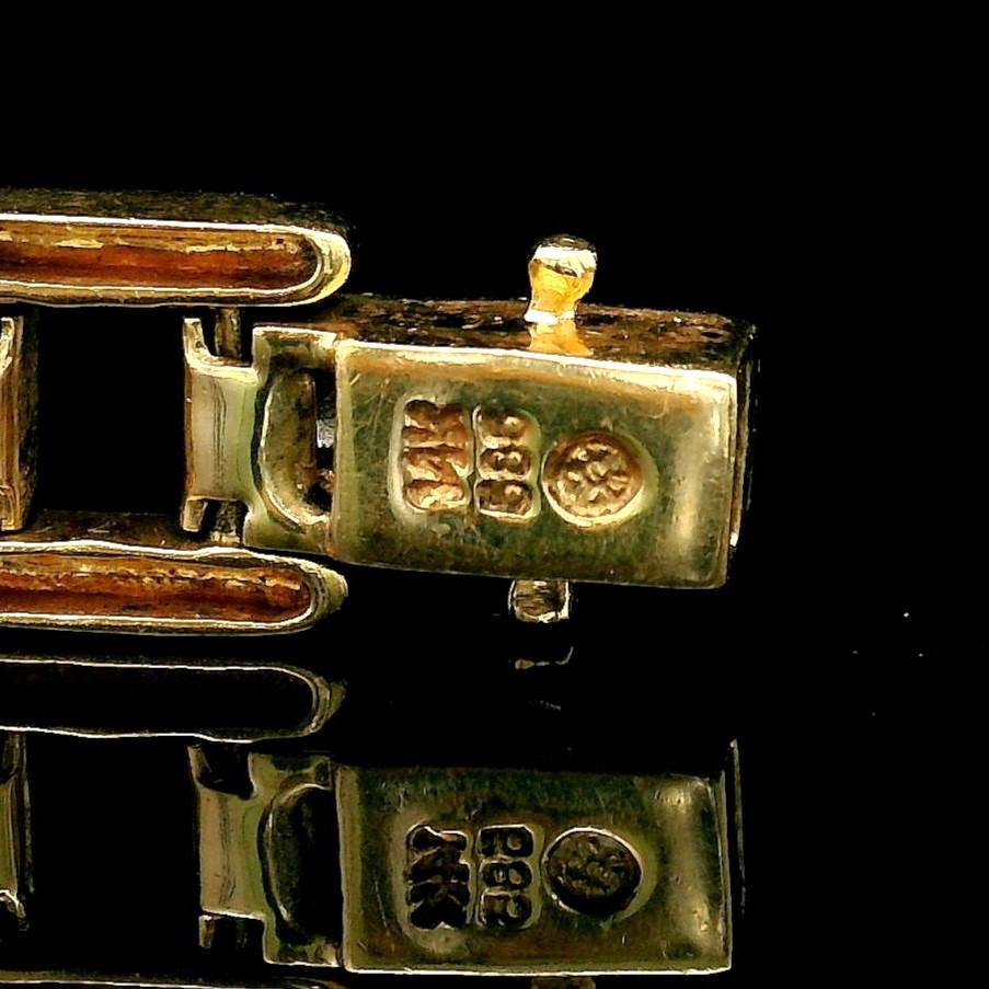 14k Yellow Gold Ruby and Diamond 19.8g Bar Link Bracelet 7"