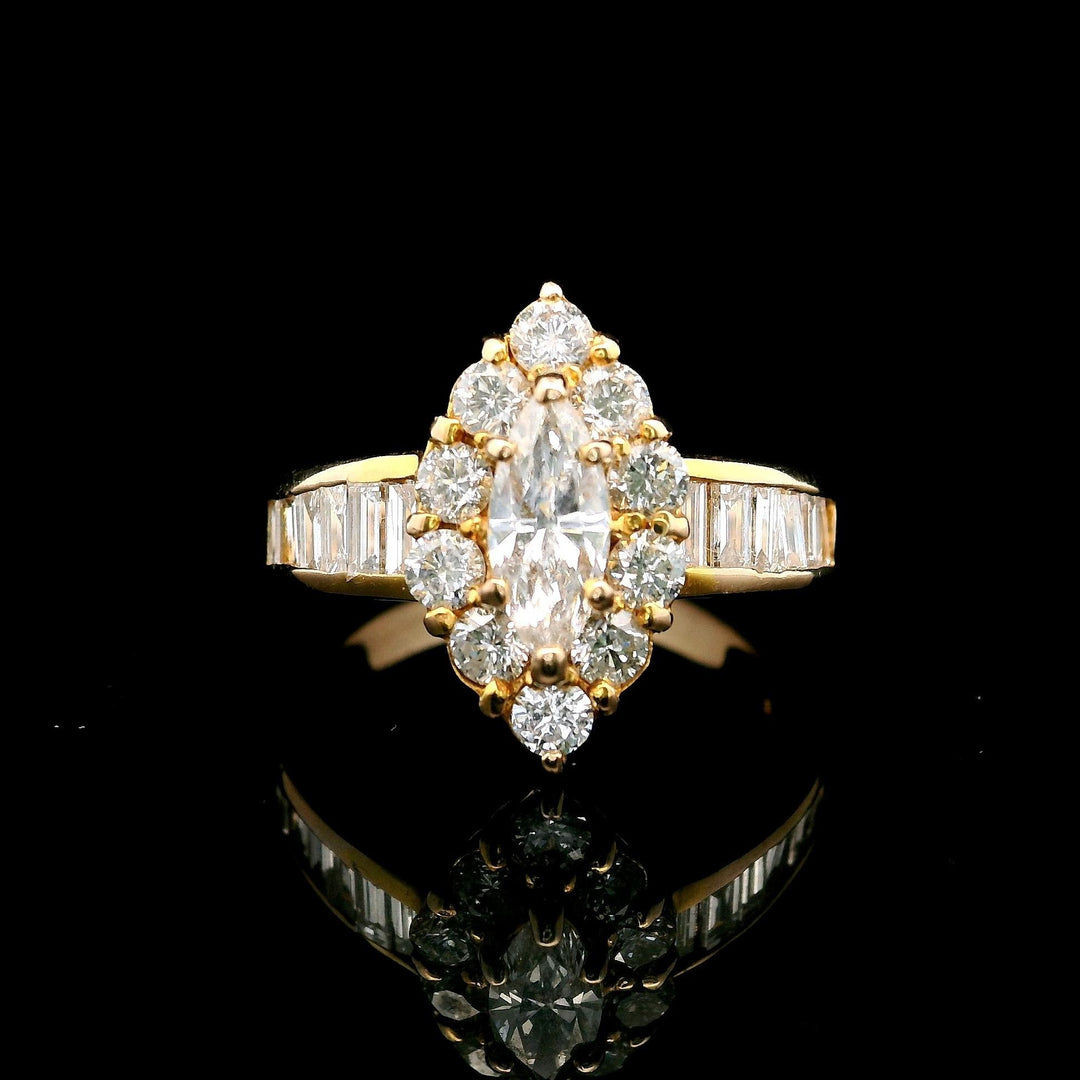 18k Yellow Gold and Diamond Ladies Fancy Ring Size 5