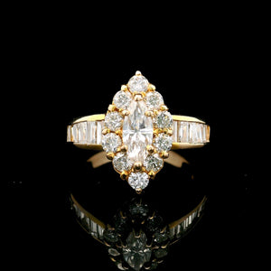 18k Yellow Gold and Diamond Ladies Fancy Ring Size 5
