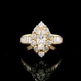 18k Yellow Gold and Diamond Ladies Fancy Ring Size 5