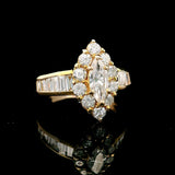 18k Yellow Gold and Diamond Ladies Fancy Ring Size 5
