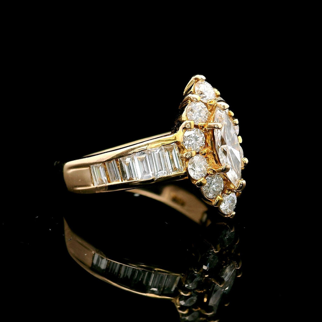 18k Yellow Gold and Diamond Ladies Fancy Ring Size 5