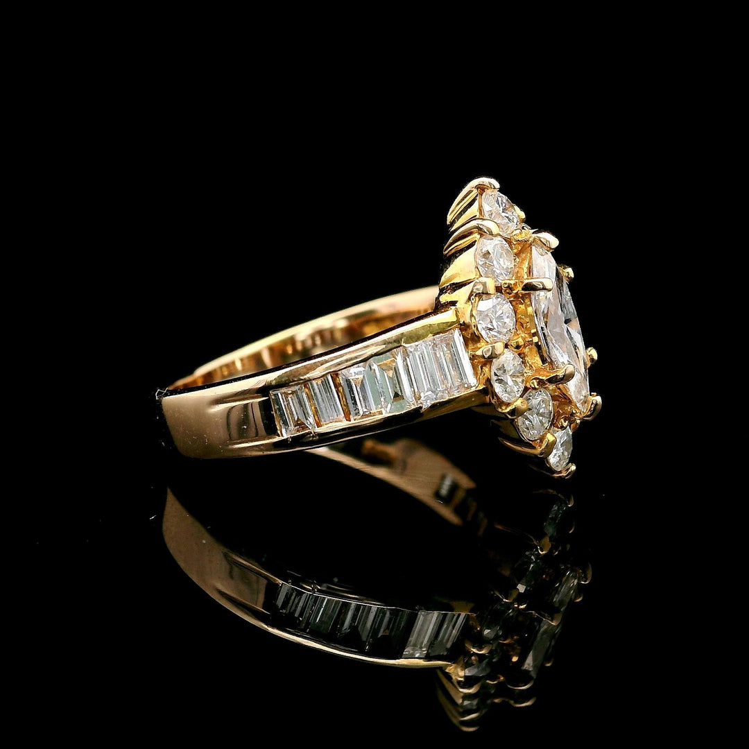 18k Yellow Gold and Diamond Ladies Fancy Ring Size 5