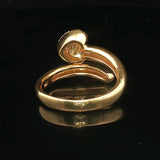 18k Yellow Gold and 0.33cttw Diamond Bypass Heart Ring Size 5.5