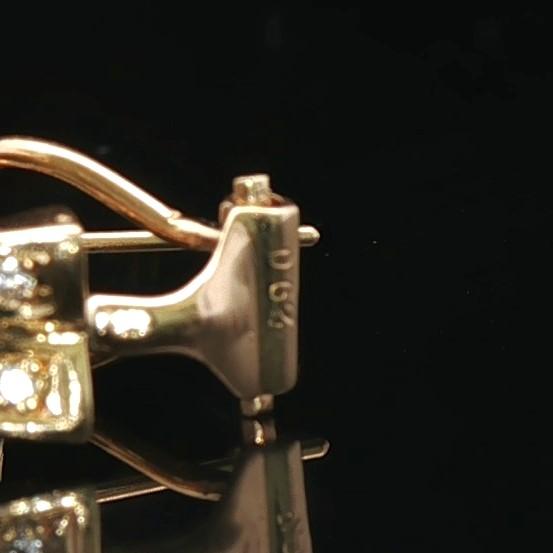 18k Yellow Gold Emerald and Diamond Ladies Earrings